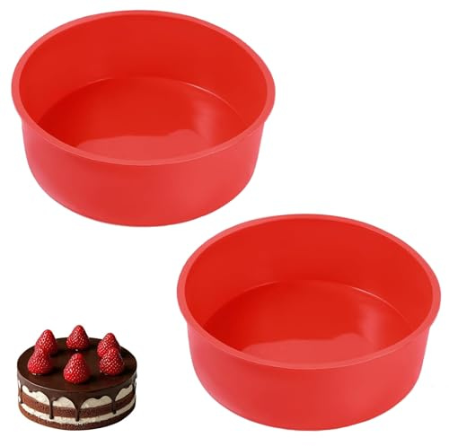 2pcs Silicone Cake Tins for Baking Round,Non-Stick Quick ReleaseCake Moulds Cake Baking Pan for Muffins Baking Layer Cakes, Sponges Cakes (8inch)