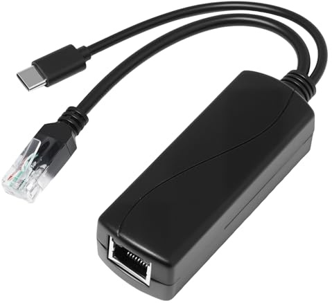 AHRLIC Type C PoE Splitter, 48V to USB-C 5V/2.4A Output, IEEE802.3af/at Compliant, 100 Mbps Ethernet, Plug and Play for Smart Home, Type C PoE Adapter