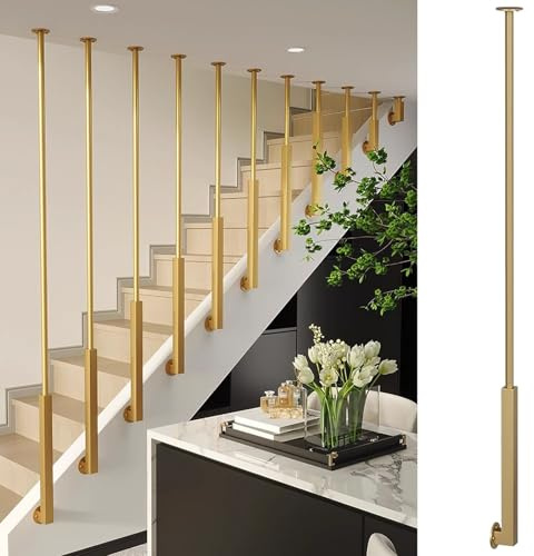 Barandilla de metal para escaleras, balaustres y husillos para escaleras interiores, barandilla de seguridad para protección contra caídas, 204 cm de altura, ideal para pasillos y puentes