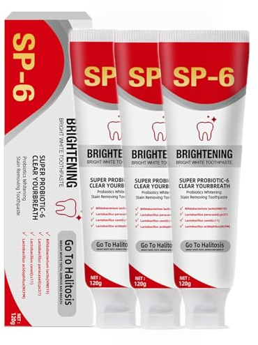 S P6 Dentifricio Probiotico, 3x120g S P6 Dentifricio Sbiancante Probiotico, Dentifrici Probiotici S-P6 Per L'alitosi, Pulizia Profonda Dentifrici Sbiancanti Probiotici S-P6 Per Denti Sensibili
