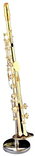 Modello Sassofono | Decorazione Sassofono Miniatura Placcato Oro | Strumento Musicale in Collezionabile con Supporto e per Esposizione Bambini Adulti Occasioni Speciali per Case di