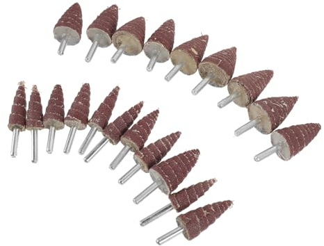 SAFIGLE 20 pezzi Ruote Abrasive Cono Kit Dischi Lamellari Assortiti per Utensili Rotanti Teste per Levigatura e Smerigliatura Compatibili con Trapano e Smerigliatrice Resistenti e Facili