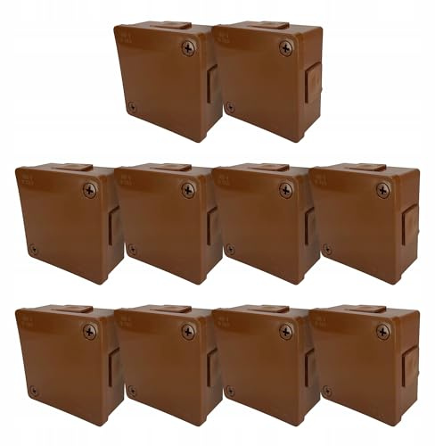 EDO Set 10x Aufputz-Abzweigdose IP55 Wasserfest 86x86x40 mm Braun | 4-Einführungen, Halogenfrei –Verteilerdose / Anschlussdose mit Gummitüllen und Schraubverschluss für Innen- und Außen