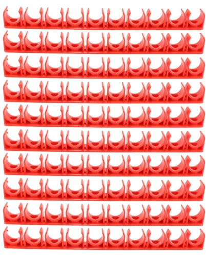 Ludom Abrazaderas Para Tuberías De Agua De 16 Mm Con Hebillas De Fijación De Conductos De PVC PSC, Soporte Para Tuberías, 10 Orificios (rojo)