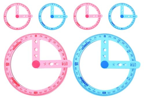DOITOOL Goniometro Circolare 360 Gradi in Plastica 6 Pezzi Righello Geometrico per Studenti Strumento Multifunzione per Disegno Tecnico Architettura e Misurazioni Precise