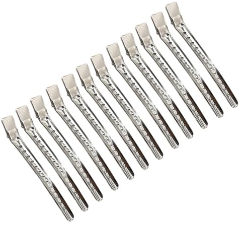 Toyvian Lot de 12 Pinces à Cheveux en Acier Inoxydable et Aluminium Grandes Pinces à Bec Long pour Coloration Capillaire Clips de Salon de Coiffure Professionnels Outil de Teinture