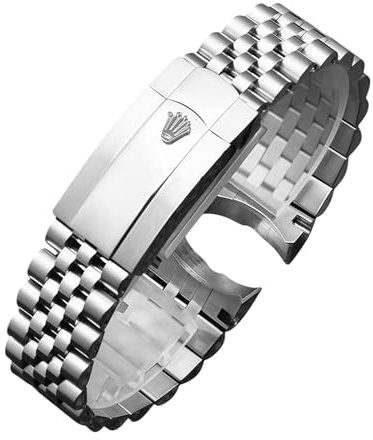 ROUREOX 20mm 21mm Jubilee-Stil Edelstahl Uhrenarmband | Rundanstoß Metall Ersatzband Sicherheitsfaltschließe Casual Dress Herren