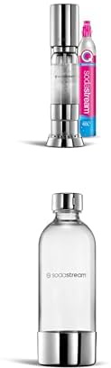 Sodastream Ensō – Machine à eau pétillante avec système CO₂ Quick Connect, cylindre de gaz 60L, 2 bouteilles 1L sans BPA et chiffon de nettoyage inclus, finition acier inoxydable