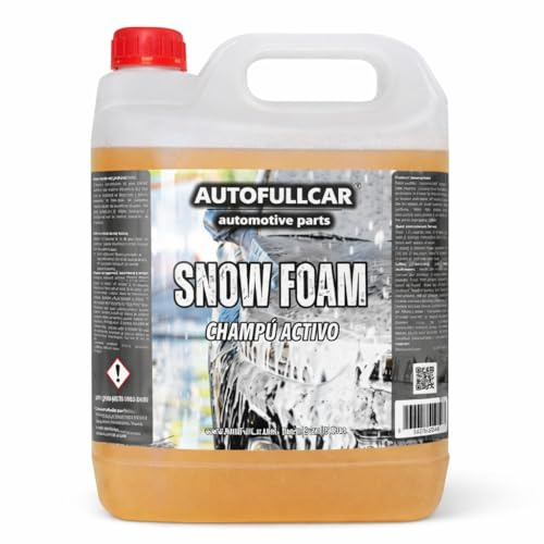 AutoFullCar Snow Foam 5 Litros, Champu Espuma Activa Coche PH Neutro, Lavado Carroceria, Alto Poder Espumante, Uso con Lanza Foamer o Cubo, Limpieza y Brillo Duradero