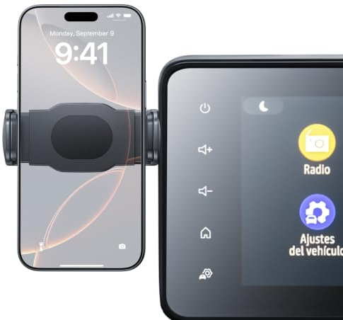 SKTU Soporte de teléfono móvil para coche para Dacia Sandero 3 2021-2026, soporte extensible para coche con rotación de 360°, para accesorios de navegación de 8 pulgadas, para iPhone, Galaxy, Mate
