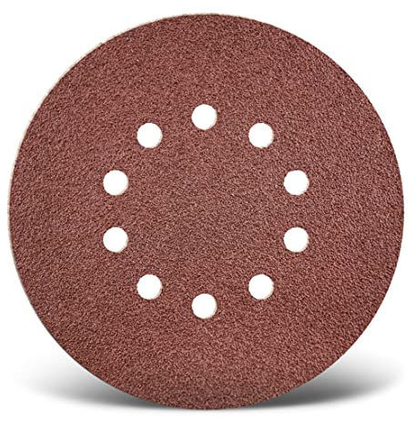 MENZER Red Disques abrasifs 225 mm, 10 trous (Lot 5) G240 | p. Ponceuses à plâtre, Corindon normal, support auto-agrippant