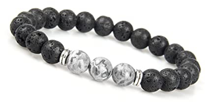 Chakra Bead Bracelet Lava Stone för män - Naturstensarmband med svarta lavapärlor I Unisiz Energy Bracelet Män