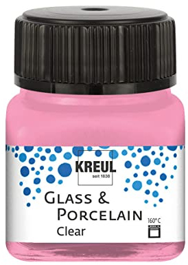 KREUL 16294 - Glass & Porcelain Clear rosa, im 20 ml Glas, transparente Glas- und Porzellanmalfarbe auf Wasserbasis, schnelltrocknend, glasklar