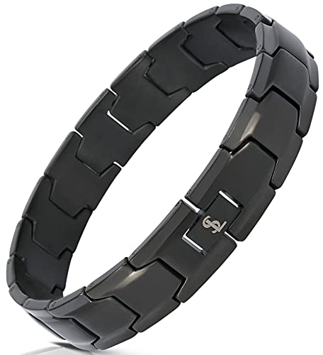 Smarter LifeStyle Elegantes Herren-Armband aus chirurgischem Stahl mit breitem Gliederarmband, 4 Farben zur Auswahl - Schwarz