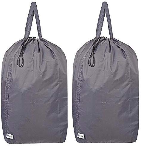 UniLiGis Washable Travel Laundry Bag with Handles and Drawstring (2 Pack), Heavy Duty Large Enough to Hold 3 Loads of Laundry, Fit a Laundry Basket or Clothes Hamper, 27.5x34.5 in,Grey