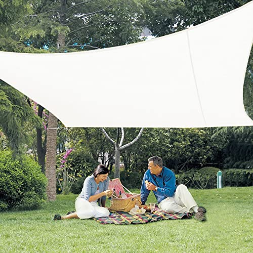 LOVE STORY Vela ombreggiante 4x6m Rettangolare Impermeabile Tenda a Vela Beige Tenda da sole per esterno，PES Poliéster Protezione UV al 95% per Esterno,Giardino,Terrazzo,Balcone,Patio