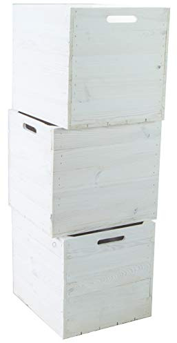 3er Set Holzkiste Aufbewahrungskiste Schubladenbox passend für alle Kallaxregale und Expidit Regale Kallaxysteme Weinkiste Obstkiste Regalkiste Maße 33x37,5x32,5cm Kallax boxen Einsatz (3er set weiss)