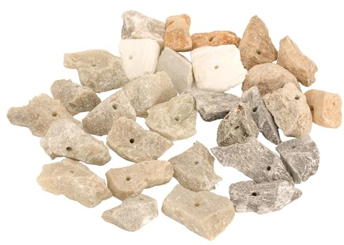 artdee® Speckstein Amulettsteine mit Loch (30 Stück) – Großpackung asbestfreie Speckstein Rohlinge zum Schnitzen – Schlüsselanhänger & Schmuck selbst gestalten – Set für Schule, Kita & Geburtstag