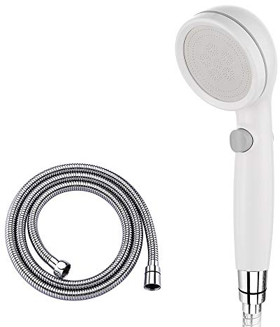 GRIFEMA G901 G901-Doccetta Telefono con Flessibile 1.8 m, Manopola Doccia Stop, On/off, Cromo, Bianca [Exclusiva Amazon] [Esclusiva Amazon]