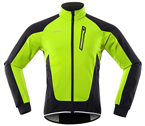 Lixada Hommes Cyclisme Veste Imperméable Coupe-Vent Thermique Polaire Jersey Vélo Équitation Course Automne Hiver Veste Manteau Convient pour le Cyclisme la Course à Pied l'Alpinisme, Jaune/Noir, XL