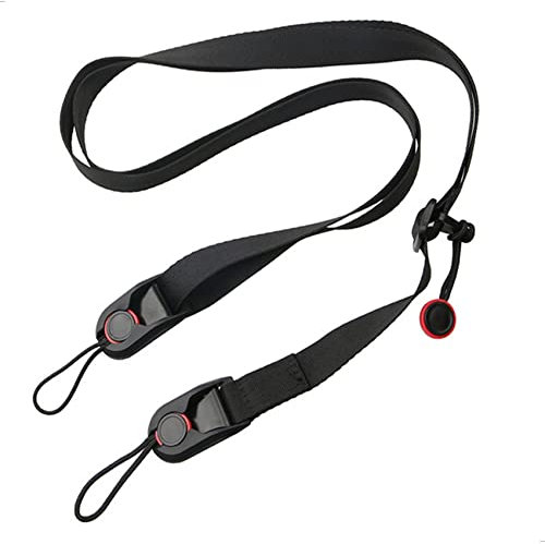 mimzemamz Lens-Aid – Sangle Appareil Photo – Courroie de Cou et d'épaule, Sangle de transport pour appareil photo - Sangle universelle - Longueur réglable de 48 à 152 cm - Noir - Ergonomique