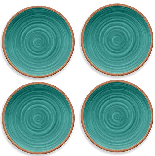 Rustic Swirl Turquoise Melamine Side Plate Set (4)
