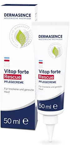 DERMASENCE Vitop forte Rescue Pflegecreme, 50 ml – Creme bei juckender & extrem trockener Haut, beruhigt sofort gereizte Stellen, vegan, ohne Parfum, für Neurodermitis, Hände, Gesicht & Körper