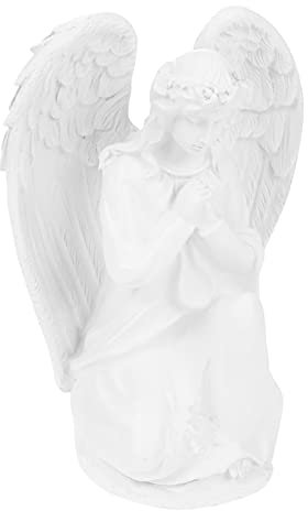 Garneck Estatua Blanca de Resina del Ángel de La Oración Figurita Escultura Alas de Querubín Figura de Ángel Estatua de Jardín de La Guarda para La Decoración de La Mesa del Hogar Estilo