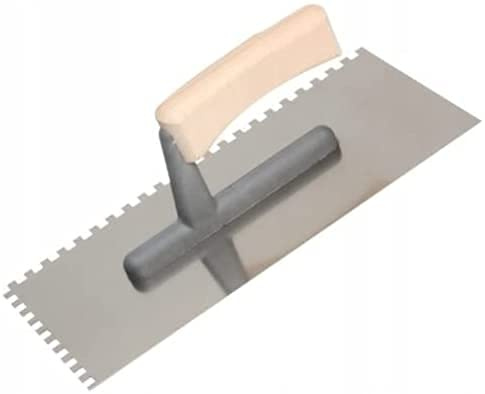 Zahnglättekelle - Profi Rostfreie Edelstahl Gezahnt Glättekelle - ECO Kellen zum Auftragen von Klebemörtel, Putzmassen, Beton - Größe: 130x270mm - Made in EU - Kubala (4x4)