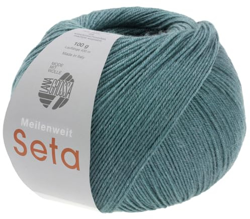 LANA GROSSA Melbred Seta | strumpgarn med sidenhalt, tvättbar | handgarn 55 % ny ull (merino), polyamid och siden | 100 g ull för stickning och virkning | 400 m garn FB7