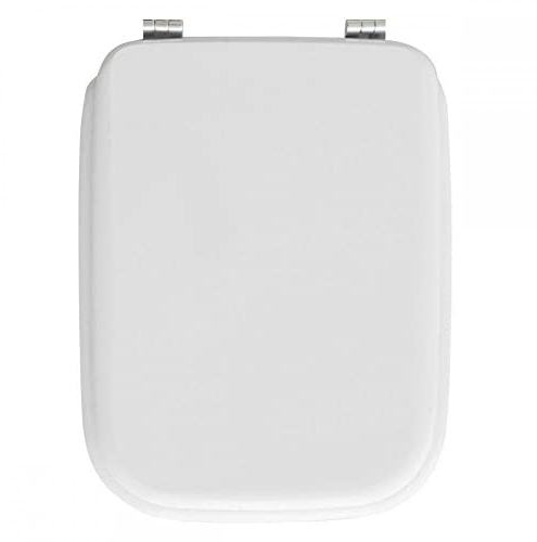 🔵 Sedile Wc ORIGINALE GLOBO CLIO Legno Copriwater Bianco Cerniere Cromate