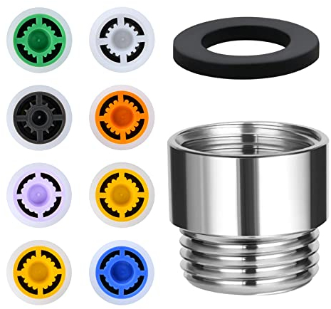 flintronic Shower Flow Reducer Limiter Set, Shower Flow Restrictor,Water Saver Tap Filter, 1 Pcs Water Saving Shower Head & 8 Different Flows(4-15L/min), Universal Faucet Aerator Replacement Parts