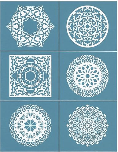 Selbstklebende Siebdruck Schablone,Blumen Wiederverwendbare Musterschablonen Malerei Festival Schablonen Malerei Zeichenschablonen Muster Schablonen Malschablone für Holz Home Decor Tasche T-Shirts