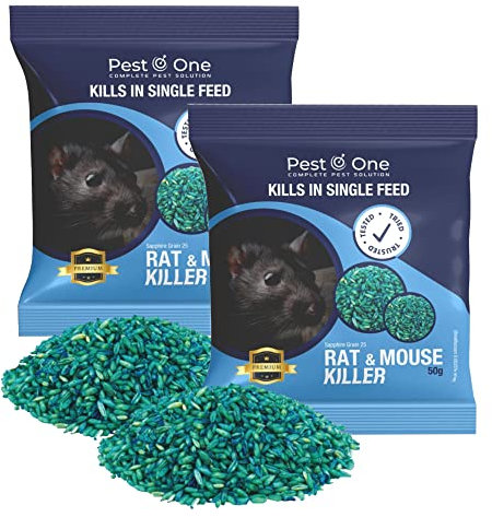 Rat Poisoning Sachets Grain Bait For Rats Mouse Poison Grain Rodent Control Fast Acting Single Feed Whole Wheat Grain Bait Sachets 100G(2X50G)