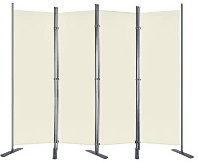 LZQ Paravent skiljevägg 225 x 180 cm tyg rumsavdelare 4 delar balkong insynsskydd vikbar fristående skärmvägg vikbar trädgård kontor beige