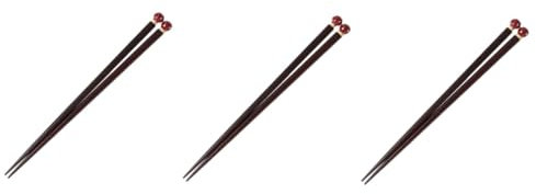 ABOOFAN 3 Pares palillos de palillos redondos para niños japoneses caseros reutilizables frutas y vegetales de madera maciza Bebé