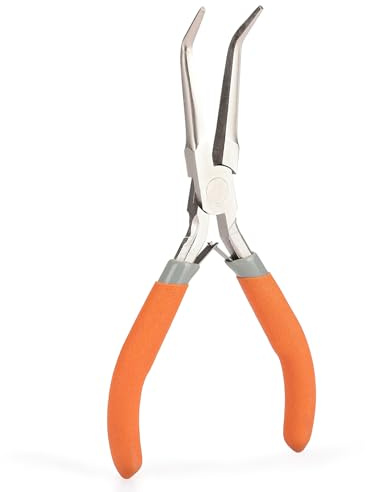 SIDAZON Fish Bone Pliers/Tweezers 6 Inches Bent nose pliers Curved Stainless Steel With Non-Slip Grip