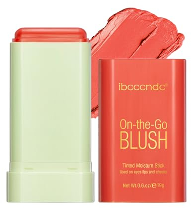 VIDIND Cream Stick Blush, 3-in-1-Mehrzweck-Rouge für Wangen, Augen und Lippen, langanhaltendes, cremiges Stick-Rouge, leicht und atmungsaktiv, Mehrzweck-Rouge für alle Hauttöne（3#coral orange）