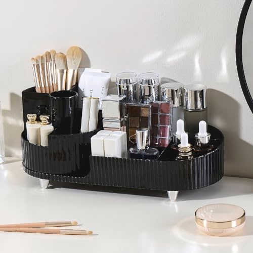 JVISION Make Up Organizer 360° Drehbar Schminktisch Organizer Fach 2-in-1 | Kosmetik Organizer für Schminktisch, Bad, Makeup Organizers, Badezimmer Organizer, Skincare Organizer