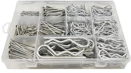 Aqxylzx Splint-Sortiment-Set, R-Klemmfeder, Halte-Haarnadeln in 6 Größen, 200 Stück, Splinte und 6 Größen, 220 Stück Haarnadel