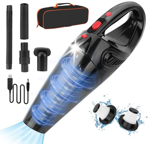Tgeserwe Aspirabriciole Senza Fili, Aspirapolvere per Auto Potente 8000Pa, Aspirapolvere Piccolo con Batteria Ricaricabile, Aspira Briciole Portatile per Auto, Case