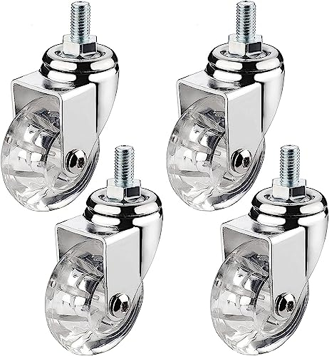 Generisch Hochleistungs-Lenkrollen, Schaft-Lenkrollen 50 mm, Gewindestange M8 x 15 mm, M10 x 15 mm, 4 bewegliche Lenkrollen mit Bremse, robuste Lenkrollen für Möbel, Trolley-Räder mit PU-Gum