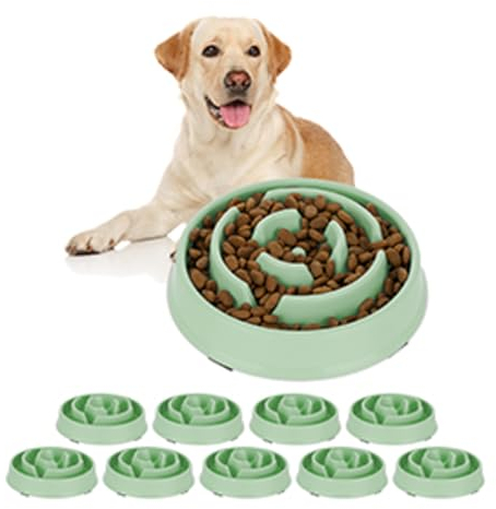 Relaxdays 10 x Anti Schling Napf, Futternapf für Hunde, 400 ml, langsames Fressen, Hundenapf spülmaschinenfest, Fressnapf, grün