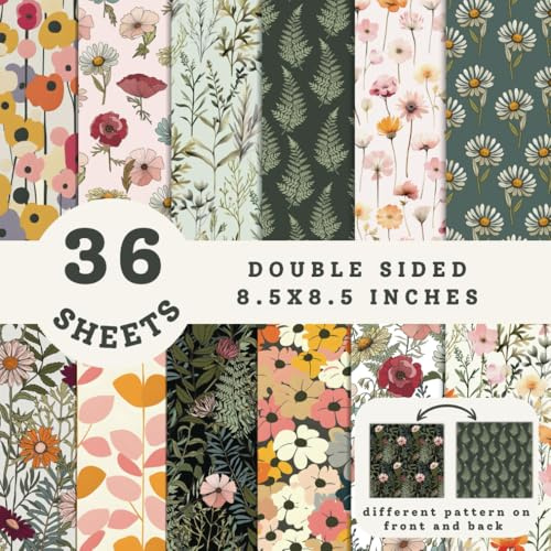 Boho Retro Floral Scrapbook Paper: Botanical Themed Patterns For Craft Lovers
