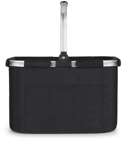 Diurwur® Tragekorb Faltbar Groß Einkaufskorb Picknickkorb mit Gepolsterten Griffen Praktischer Klappkorb Einkaufstasche mit Alurahmen Stabiler Korb 30L - ideal für Reisen/Picknick/Einkaufen/Geschenk