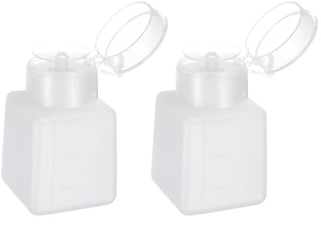 QUARKZMAN 2pcs Lösungsmittel-Alkohol-Spender 150ml(5.1oz) Drucktyp ESD-Sicherer Anti-Spritz-Flüssigkeitsspender Pumpe mit Verschlusskappe aus Kunststoff für Alkohol, Nagellack, Weiß.