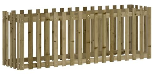 AUVYI Pflanzentopf aus Holz Kesseldruckimprägniertes Kiefernholz Balkonkasten Lattenzaun-Design Pflanzenkasten Dekokasten Langlebig und Verrottungsbeständig Gartenmöbel 200x50x70 cm