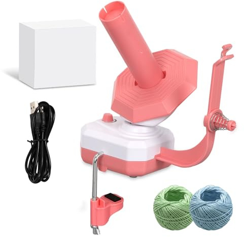 GAESHOW Avvolgitore per Gomitoli, Filati per Maglieria, Elettrico Avvolgitore per Palline di Filato, Design a Doppia Molla, Avvolge Il Filato Fino a 10 Once, Adatto per Maglieria e Uncinetto (Pink)