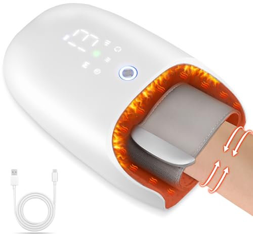 Hand Massager, Cordless Hand Massager with Heat and Compression, Balloon Massage, for Arthritis Carpal Tunnel Finger Numbness Pain Relief, LCD Touch Screen& Timing, Gifts for Women Men
