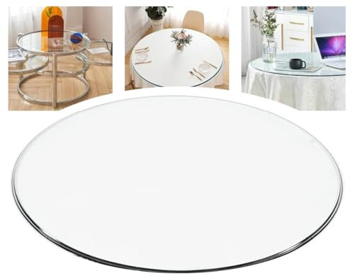 IMUNKT Tischplatte Runde Gehärtetem Glas, Glasplatte Rund 35cm 50cm 90cm 100cm, Rund Transparente Glasplatte, Für Reifen, Couchtisch, Außentisch, Stabile Ersatz Glasplatte(45cm(18in))